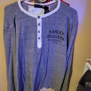 Harley-Davidson Gray Long Sleeve Henley